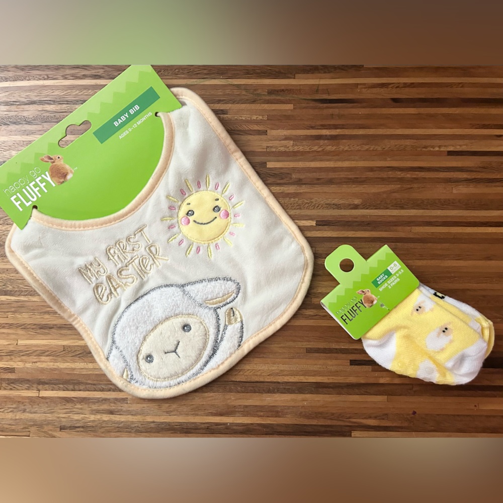 Happy Go Fluffy Baby Easter Set — Bib + 2 Pairs of Socks
